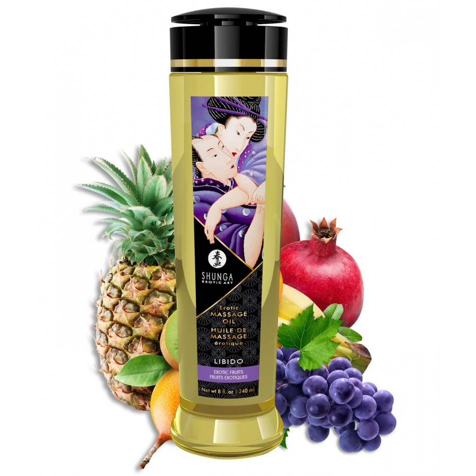 фото Массажное масло shunga libido exotic fruits с ароматом экзотических фруктов 240 мл