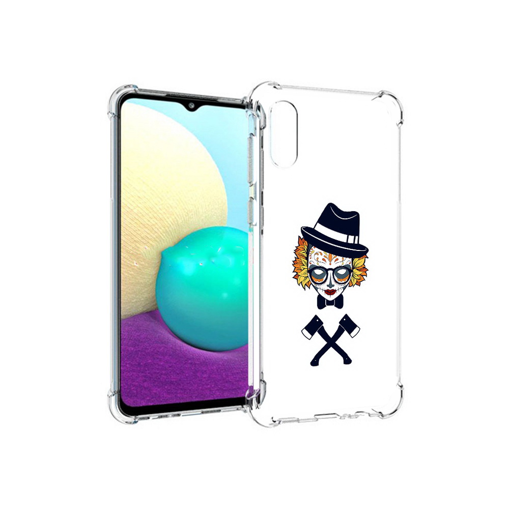 

Чехол MyPads Tocco для Samsung Galaxy M02 девушка в маске с топорами рисунок, Прозрачный, Tocco