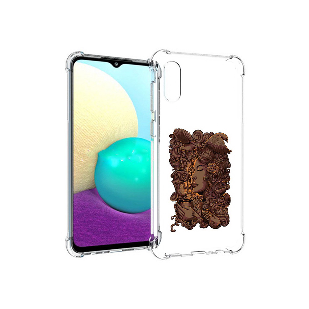 

Чехол MyPads Tocco для Samsung Galaxy M02 девушка с длинными волосами абстракция, Прозрачный, Tocco