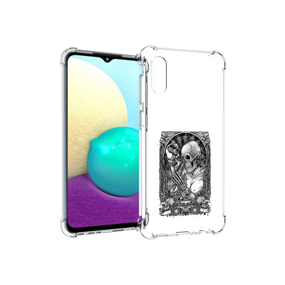 

Чехол MyPads Tocco для Samsung Galaxy M02 девушка скелет (PT157689.478.316), Прозрачный, Tocco