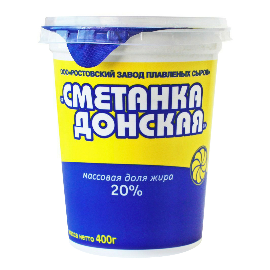 

Сметанный продукт Ростовский завод плавленых сыров Сметанка Донская 20% СЗМЖ 400 г