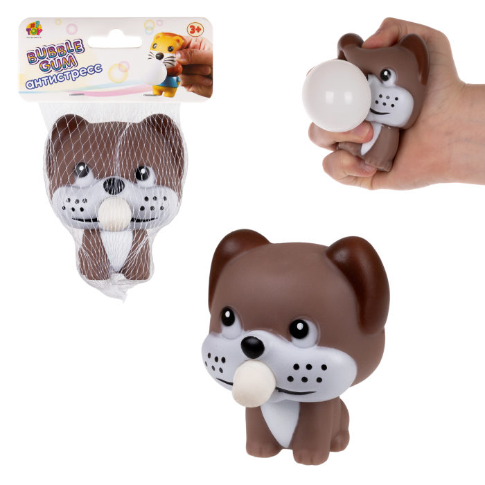 Игрушка-антистресс 1toy Bubble Gum-антистресс Животные 7,5х6х6 см, собака munchkin игрушка для ванны слоник bubble bestie