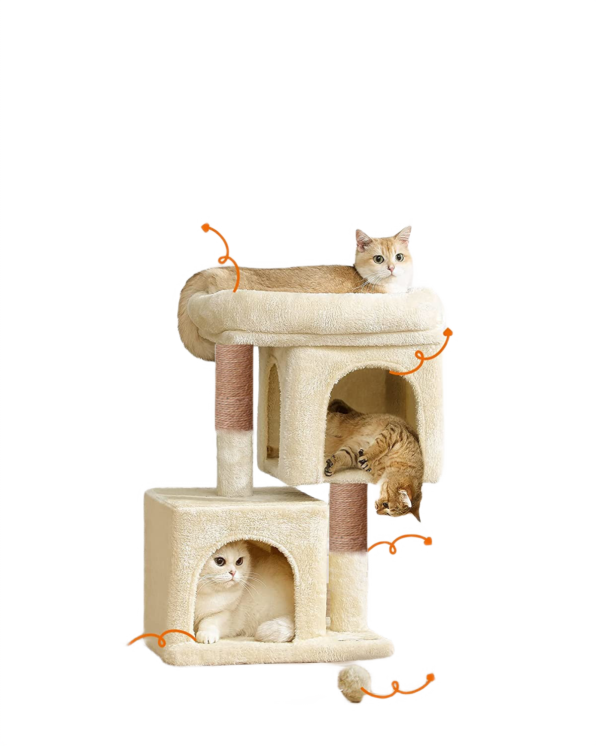 Игровой комплекс для кошек Бриси с когтеточкой 60 х 35 х 80 см, большая лежанка