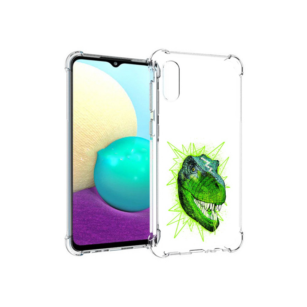 

Чехол MyPads Tocco для Samsung Galaxy M02 зеленый динозавр (PT157689.478.358), Прозрачный, Tocco