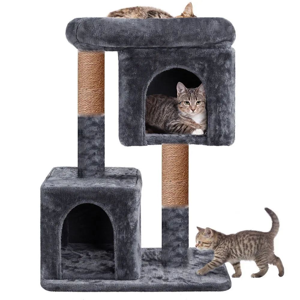 Игровой комплекс для кошек БРИСИ с когтеточкой, большая лежанка, черный, 60 х 35 х 80 см
