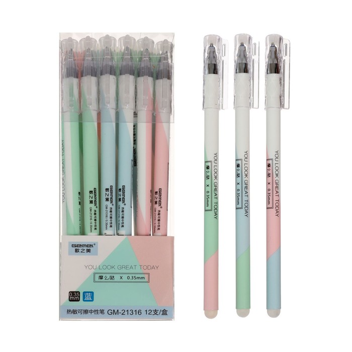 

Ручка гелевая СТИРАЕМЫЕ ЧЕРНИЛА, стержень синий 0,5мм, корпус с рисунком МИКС 12 шт