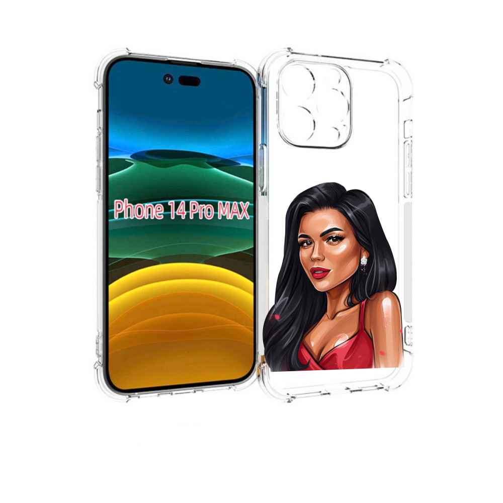 

Чехол MyPads Брюнетка-в-красном-платье для iPhone 14 Pro Max, Прозрачный, Tocco