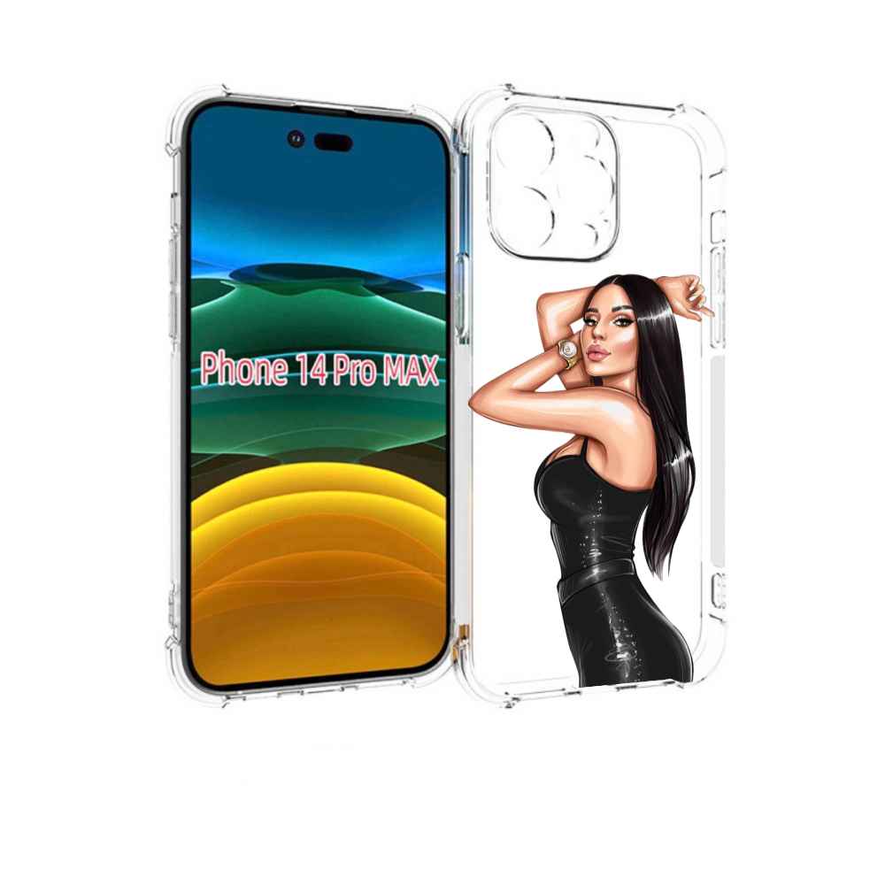 

Чехол MyPads Брюнетка-с-часами для iPhone 14 Pro Max, Прозрачный, Tocco