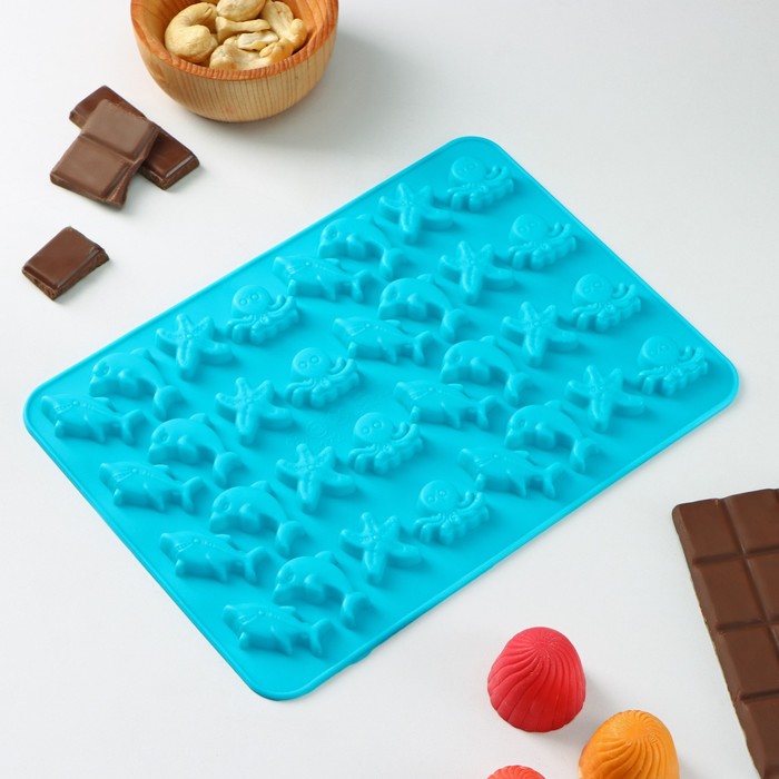 

Форма для льда и кондитерских украшений Доляна «Морские приключения», 20,5x14,5x1 см, 32 я, В ассортименте, Силиконовые формы для льда и кондитерских украшений «Птицы, звери, насекомые, рыбы»