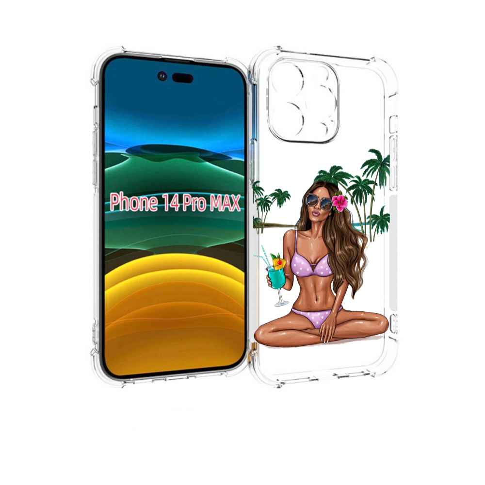 

Чехол MyPads Гавайская-девушка женский для iPhone 14 Pro Max, Прозрачный, Tocco