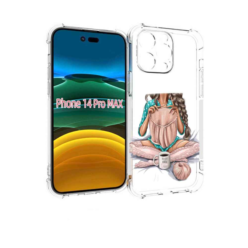

Чехол MyPads Девушка-вяжет женский для iPhone 14 Pro Max, Прозрачный, Tocco