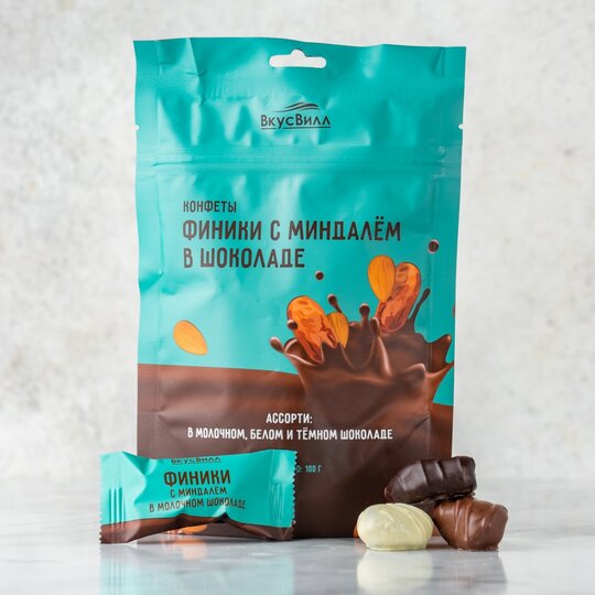 

Шоколадные конфеты Chocodate Финики с миндалем 100 г