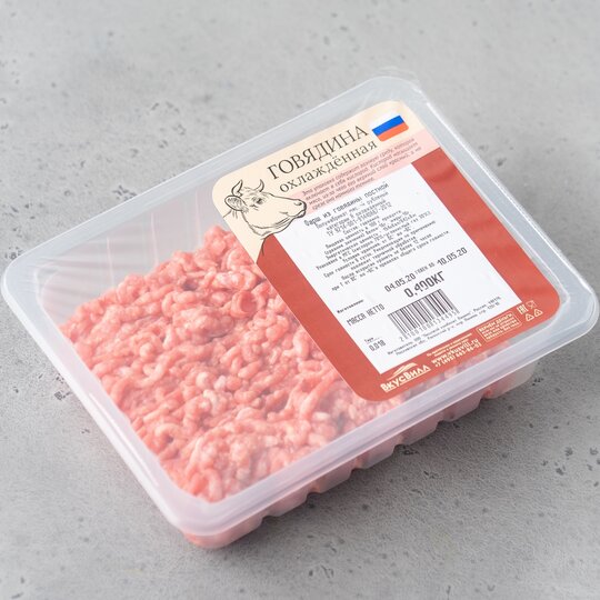 

Фарш из постной говядины ВкусВилл охлажденный 400 г