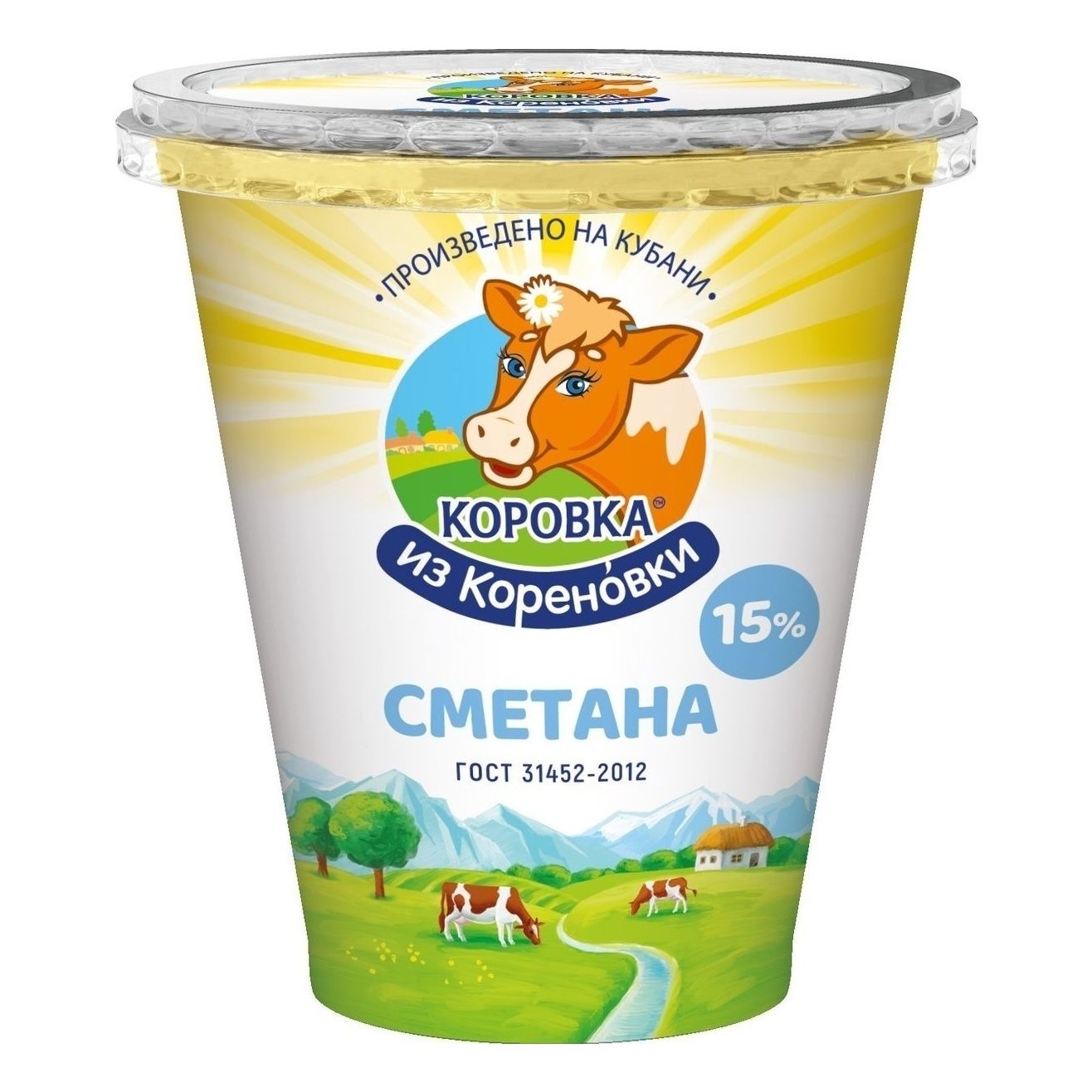 Сметана Коровка из кореновки 15%, бзмж, 300 г