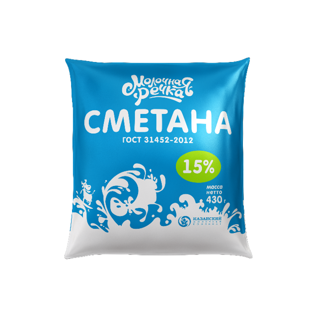 фото Сметана молочная речка 15% 430 г