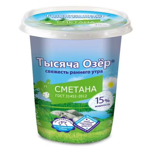 

Сметана Тысяча озер 15% 300 г