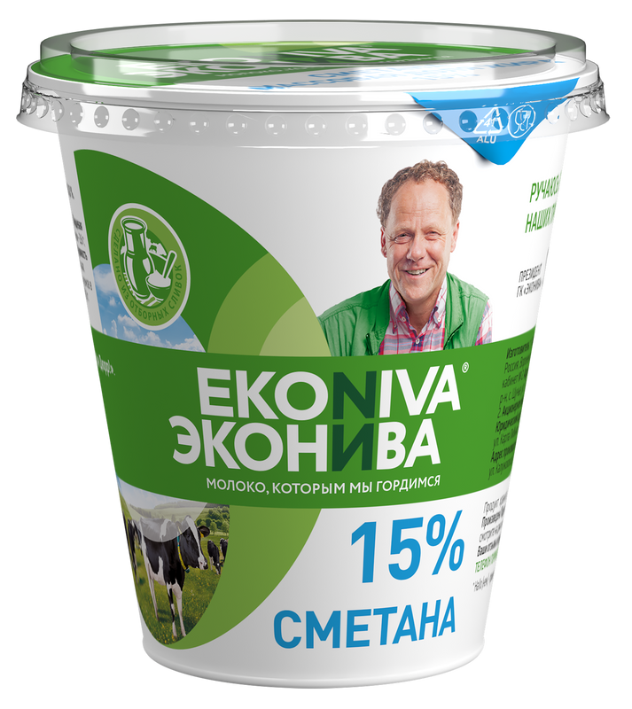 Сметана ЭкоНива 15% бзмж 300 г