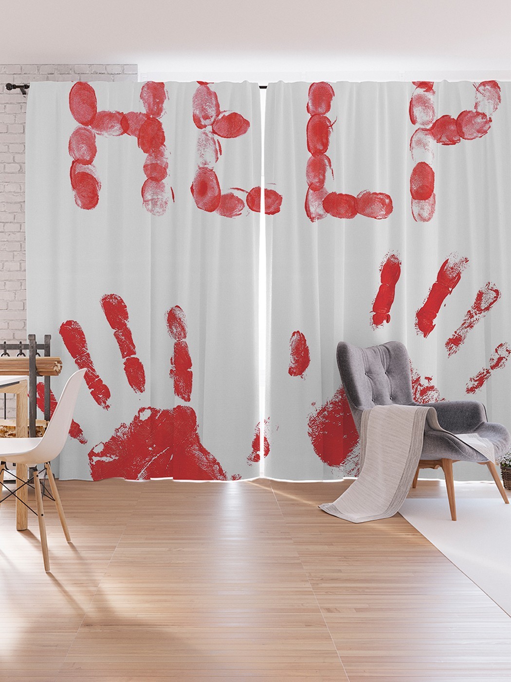 

Шторы под лён JoyArty "Кровавый отпечаток", серия Oxford DeLux, 340х265 см, Кровавый отпечаток