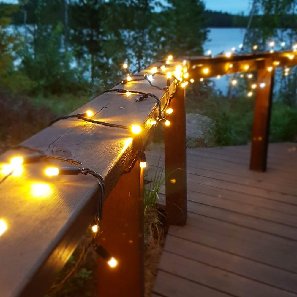 Гирлянда Нить SH Lights RB-LD100, 10м, теплый белый, уличная, черный провод, соединяемая