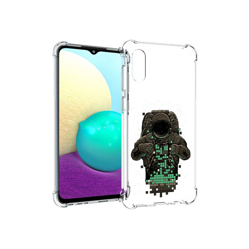 

Чехол MyPads Tocco для Samsung Galaxy M02 космонавт с пикселями (PT157689.478.394), Прозрачный, Tocco