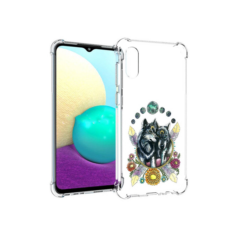 

Чехол MyPads Tocco для Samsung Galaxy M02 красивые волки абстракция (PT157689.478.408), Прозрачный, Tocco