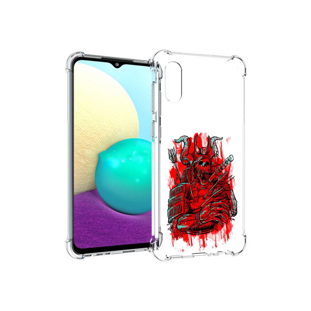 

Чехол MyPads Tocco для Samsung Galaxy M02 красный скелет воин (PT157689.478.413), Прозрачный, Tocco