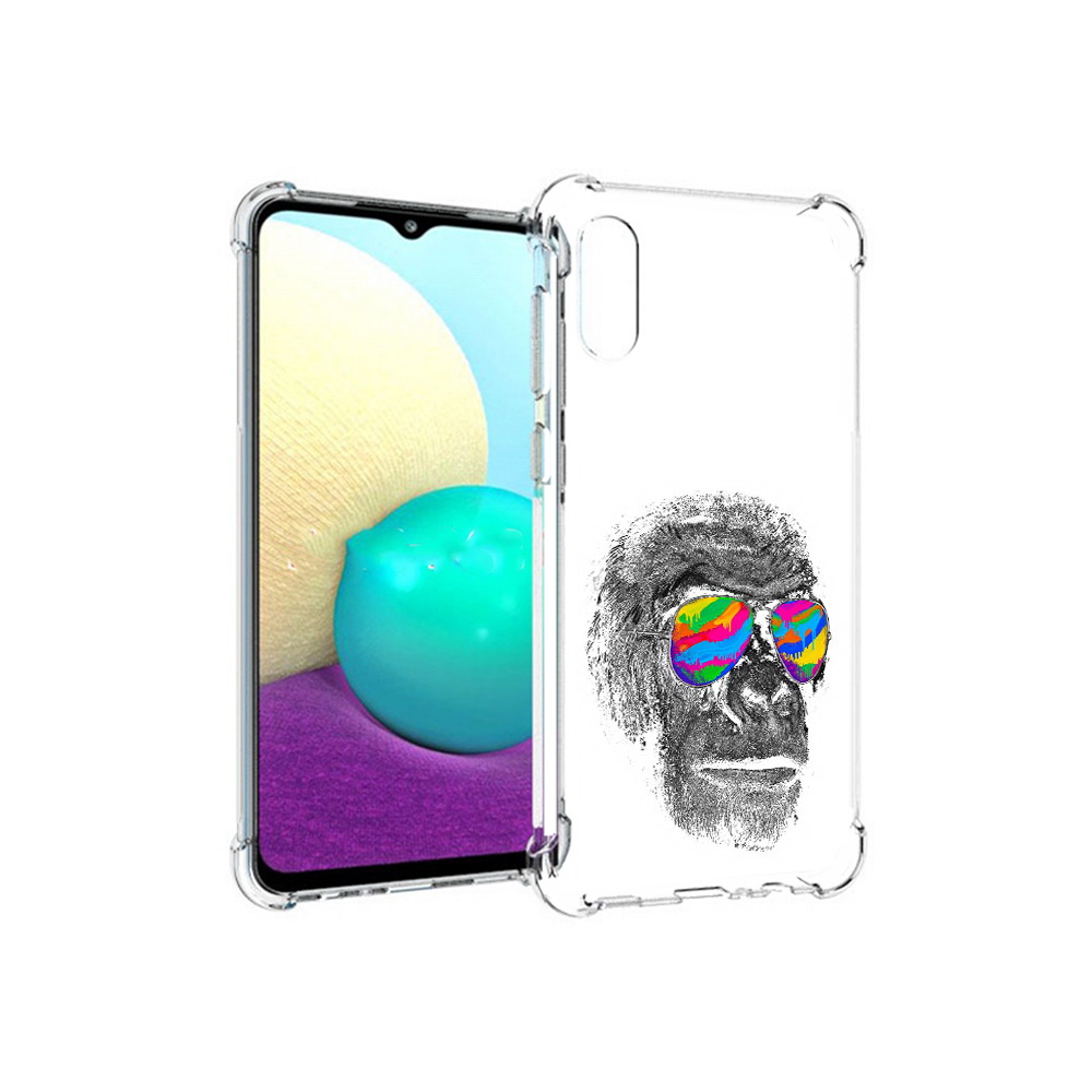 

Чехол MyPads Tocco для Samsung Galaxy M02 крутая обезьяна в очках (PT157689.478.422), Прозрачный, Tocco