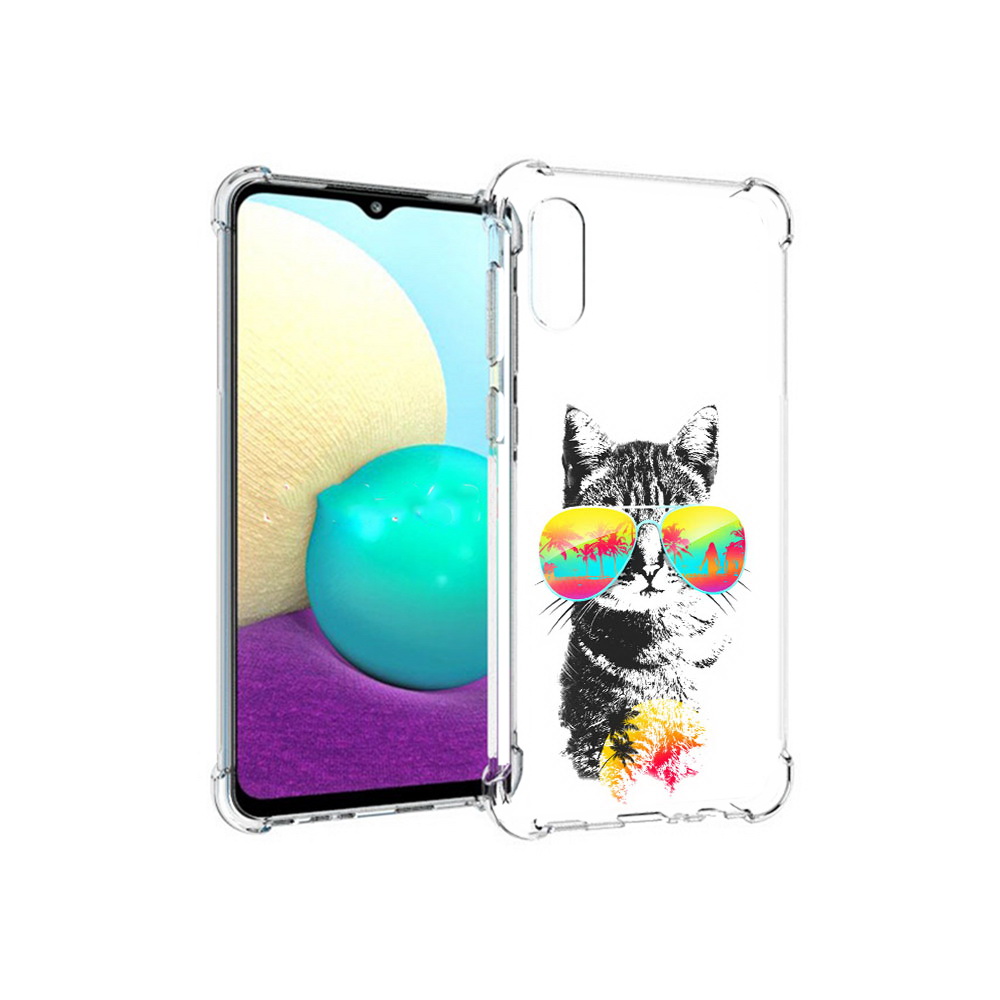 

Чехол MyPads Tocco для Samsung Galaxy M02 крутой кот (PT157689.478.425), Прозрачный, Tocco