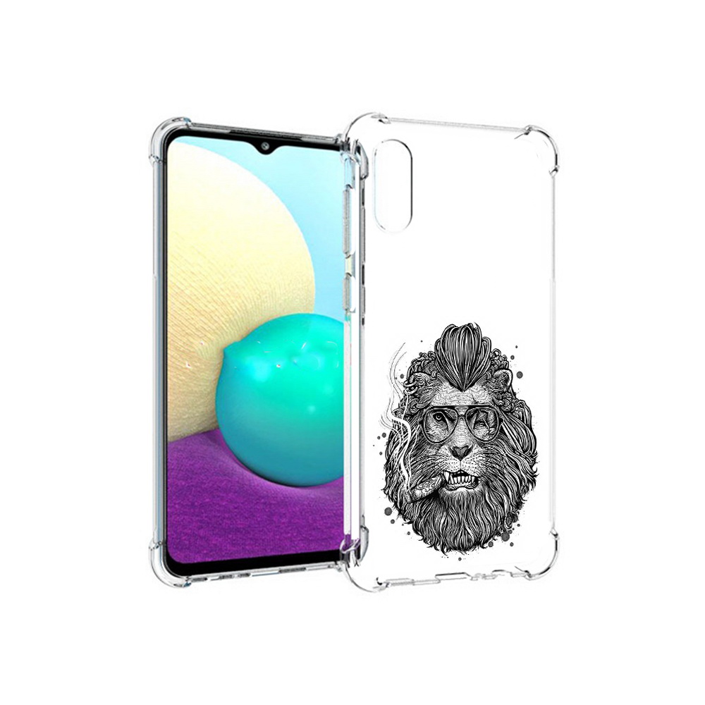 

Чехол MyPads Tocco для Samsung Galaxy M02 курящий лев (PT157689.478.432), Прозрачный, Tocco