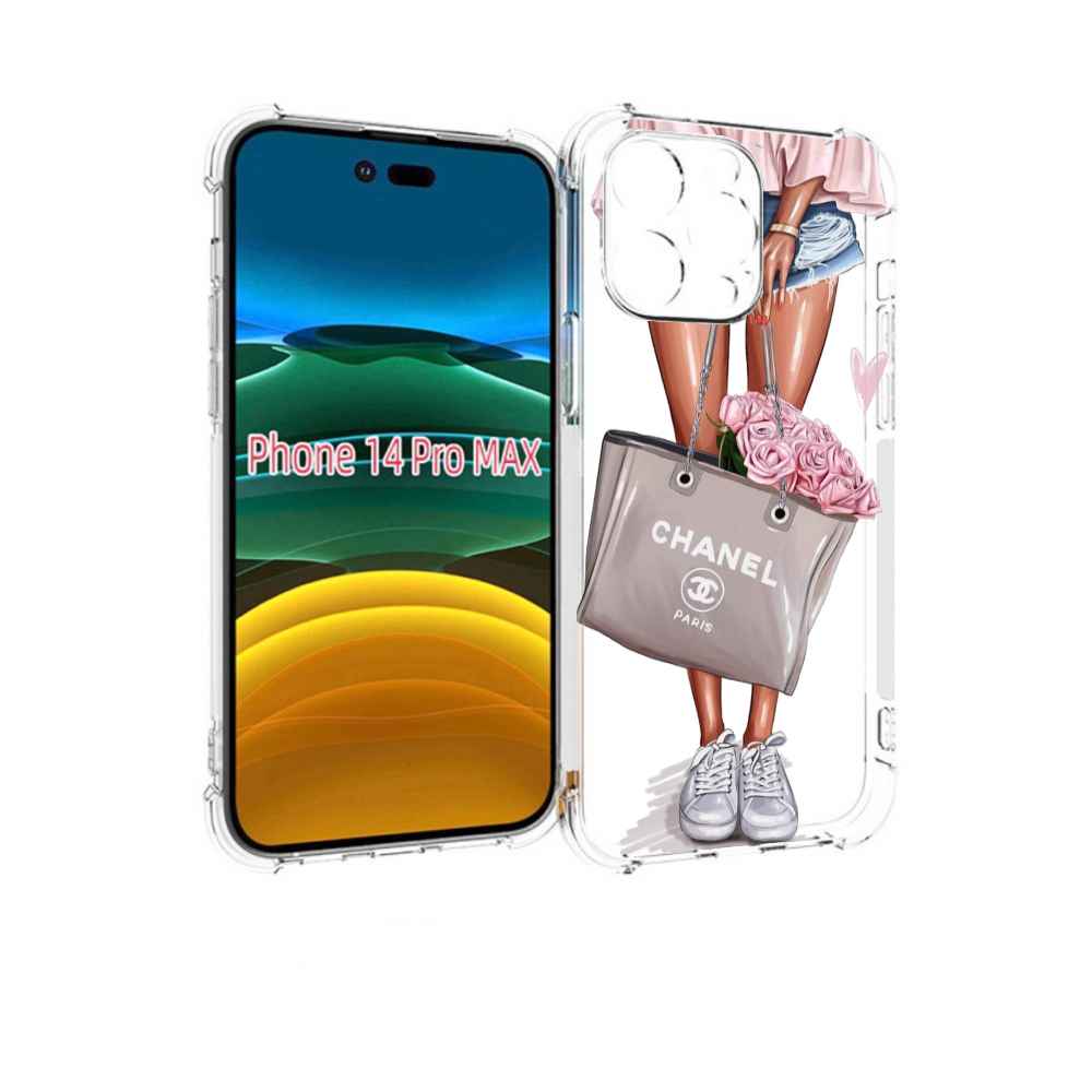 

Чехол MyPads Девушка-с-сумкой женский для iPhone 14 Pro Max, Прозрачный, Tocco