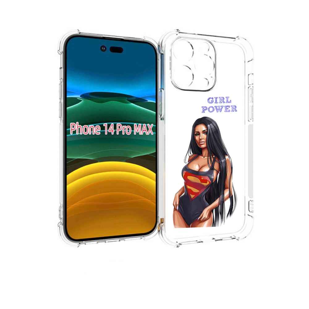 

Чехол MyPads Девушка-супермен женский для iPhone 14 Pro Max, Прозрачный, Tocco