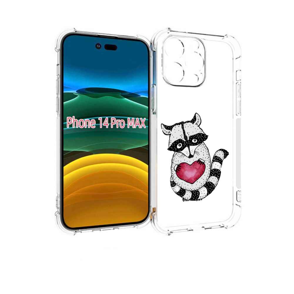 

Чехол MyPads Енот с сердечком для iPhone 14 Pro Max, Прозрачный, Tocco
