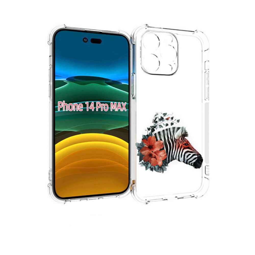 

Чехол MyPads Зебра с цветами для iPhone 14 Pro Max, Прозрачный, Tocco