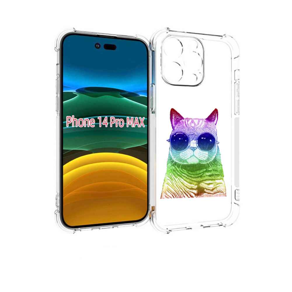 

Чехол MyPads Кот в очках для iPhone 14 Pro Max, Прозрачный, Tocco