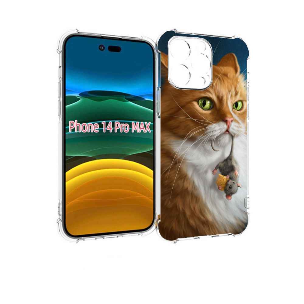 

Чехол MyPads Кот-и-мышь для iPhone 14 Pro Max, Прозрачный, Tocco