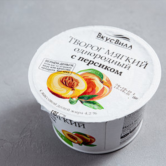 Творог ВкусВилл мягкий с персиком однородный 4,2% бзмж 150 г