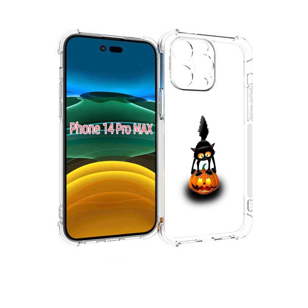

Чехол MyPads Котик с тыквой для iPhone 14 Pro Max, Прозрачный, Tocco