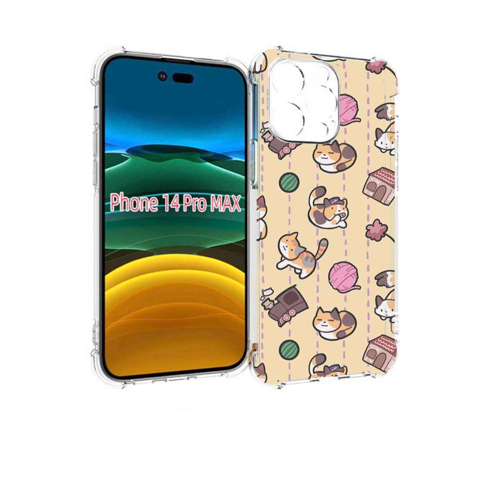 

Чехол MyPads Котики-клубочки для iPhone 14 Pro Max, Прозрачный, Tocco