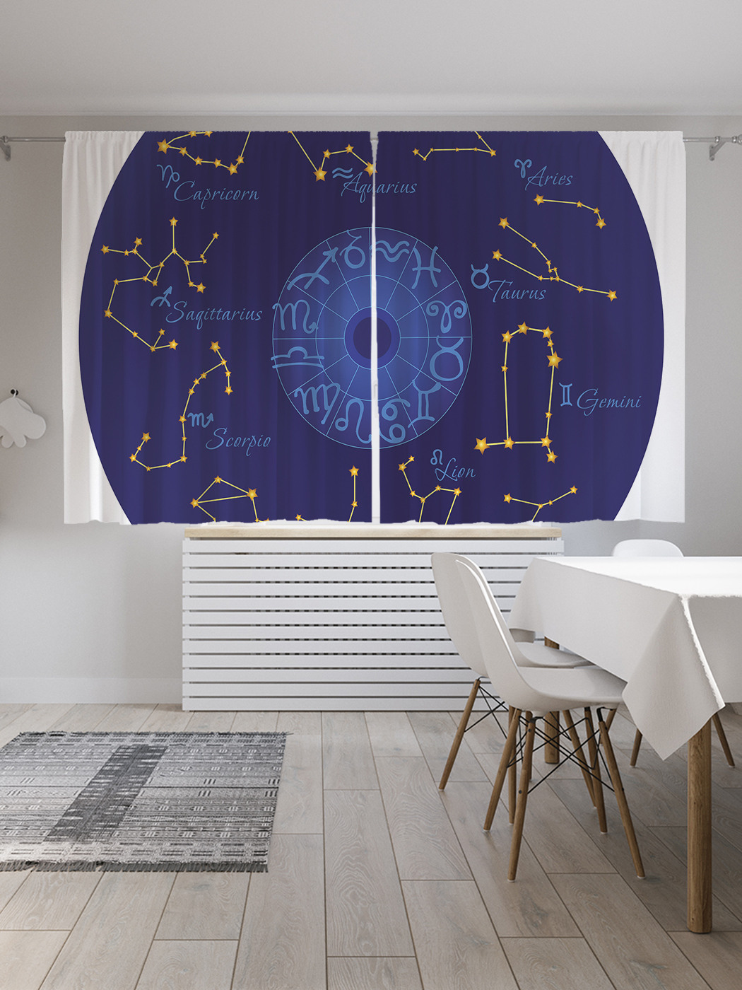 

Шторы JoyArty с фотопечатью "Зодиак с созвездиями и знаками" из сатена, 290х180 см, Зодиак с созвездиями и знаками