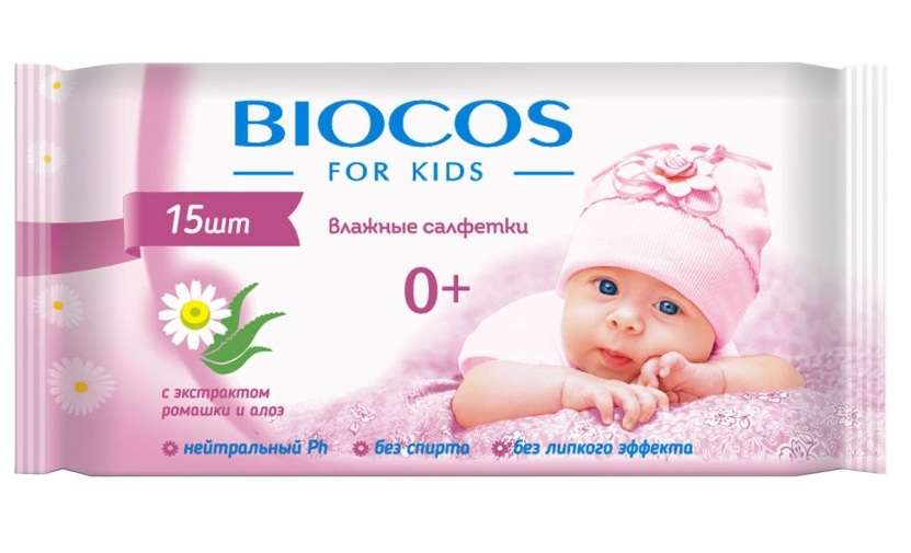 

Салфетки влажные BIOCOS 15 шт.