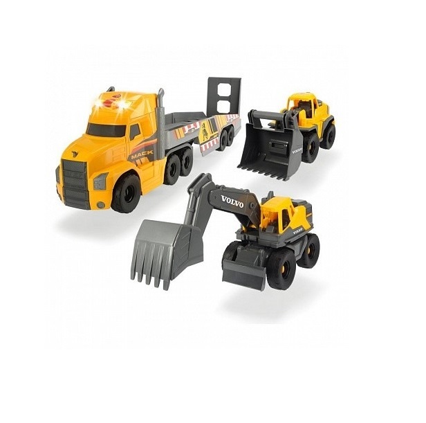 

Набор машинок Грузовик Mack, экскаватор и погрузчик Volvo, Желтый;серый