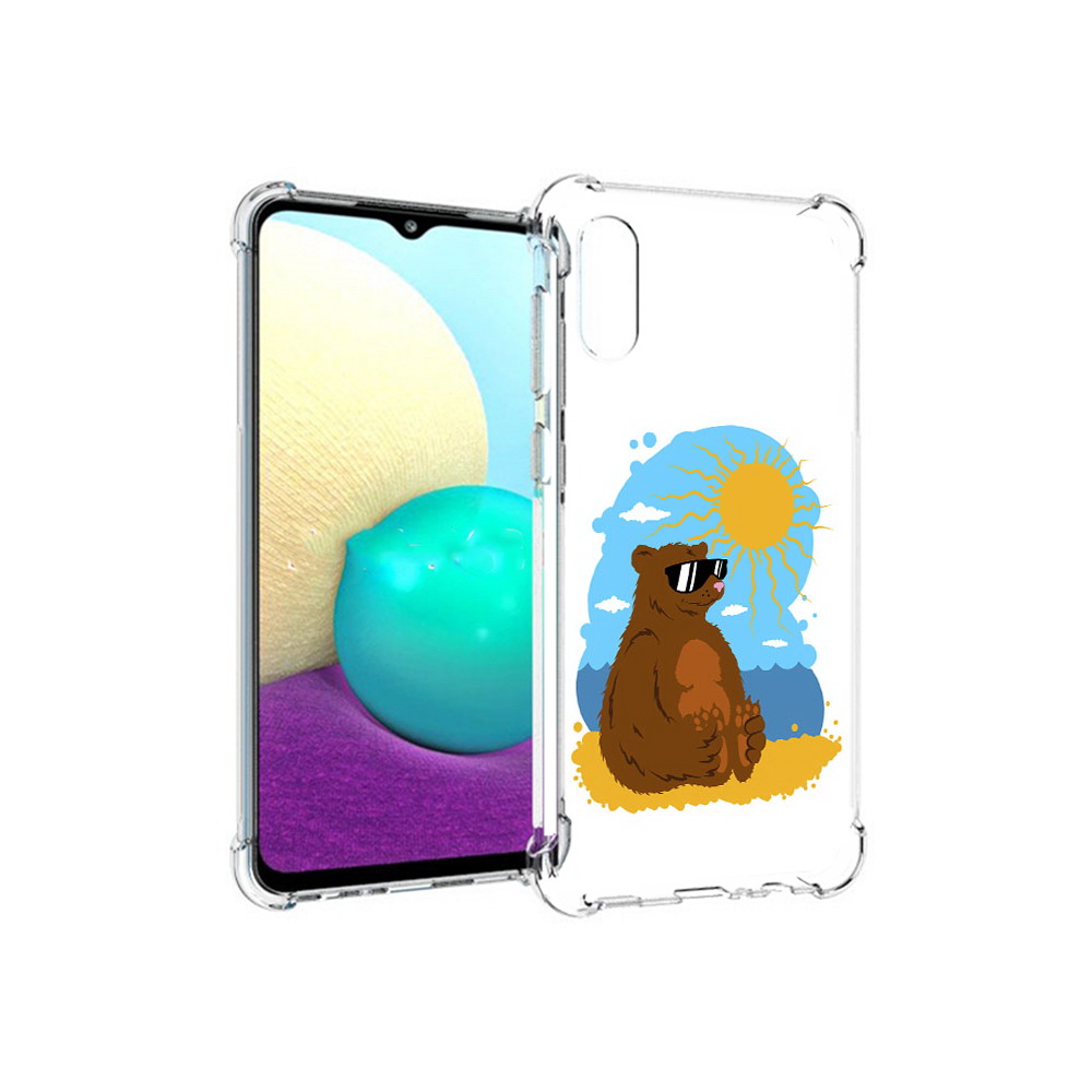 

Чехол MyPads Tocco для Samsung Galaxy M02 медведь на чиле (PT157689.478.468), Прозрачный, Tocco