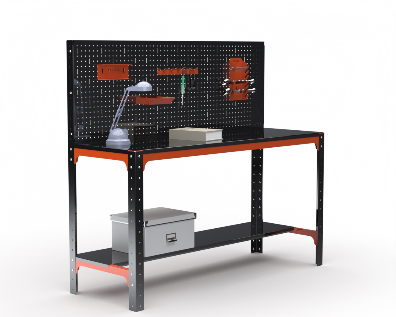 

Стол металлический Metalex серия KIT 750х1100х400 + перфопанель с комплектом аксессуаров)