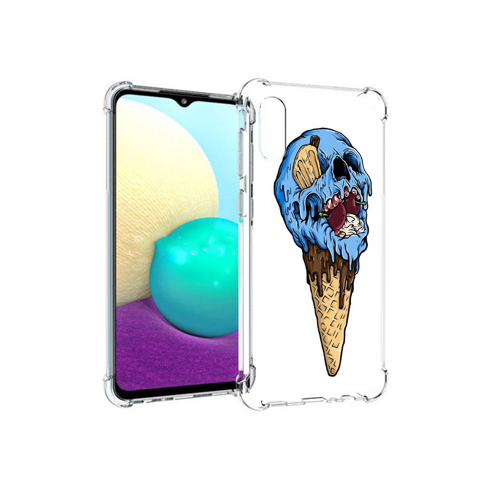 

Чехол MyPads Tocco для Samsung Galaxy M02 мороженное череп (PT157689.478.484), Прозрачный, Tocco