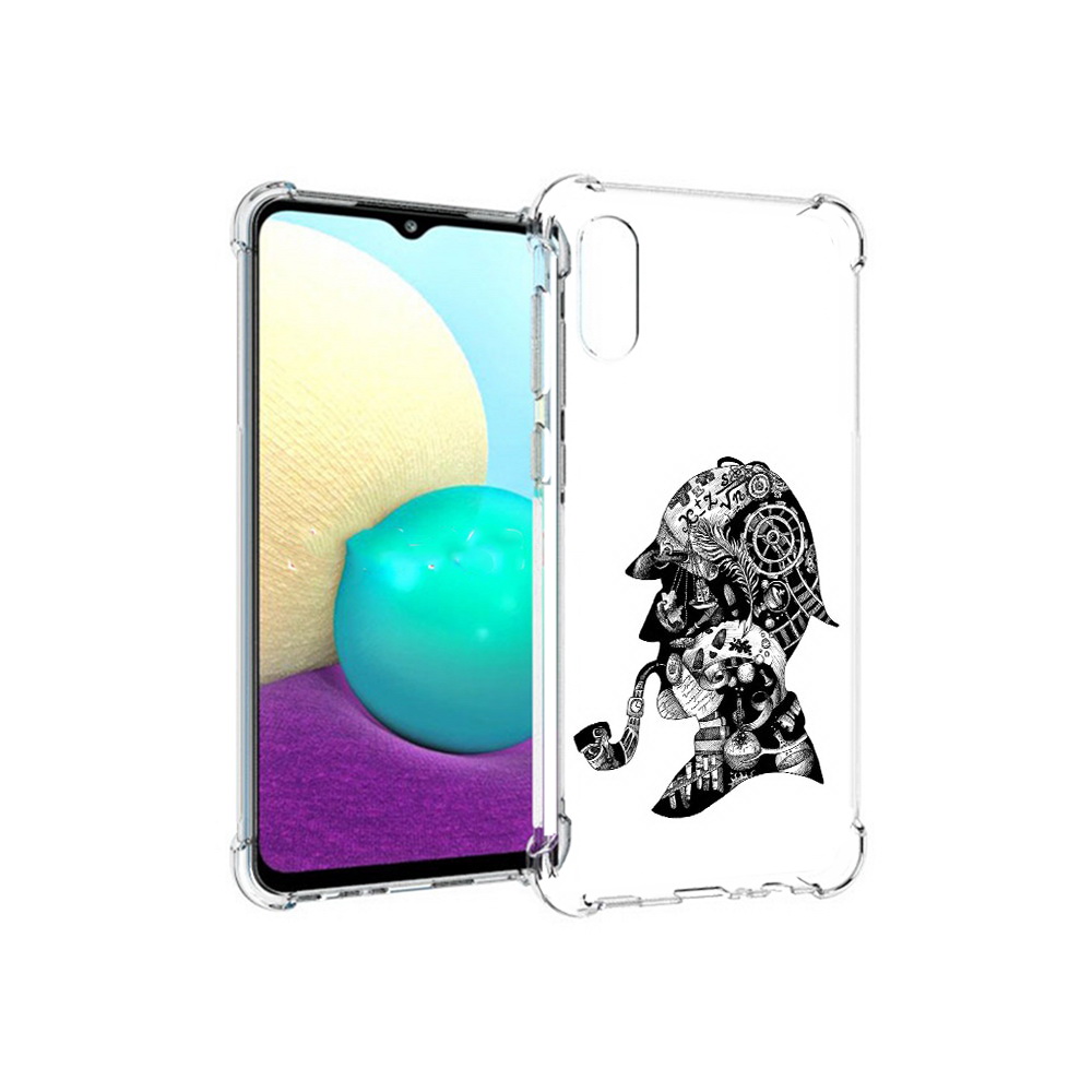 

Чехол MyPads Tocco для Samsung Galaxy M02 мужчина с трубкой абстракция (PT157689.478.488), Прозрачный, Tocco