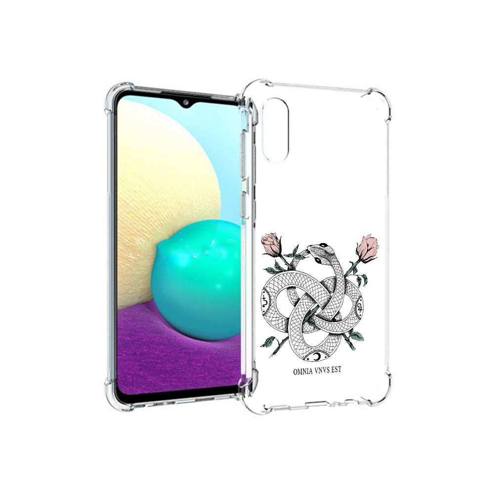 

Чехол MyPads Tocco для Samsung Galaxy M02 нарисованная змея абстракция (PT157689.478.502), Прозрачный, Tocco