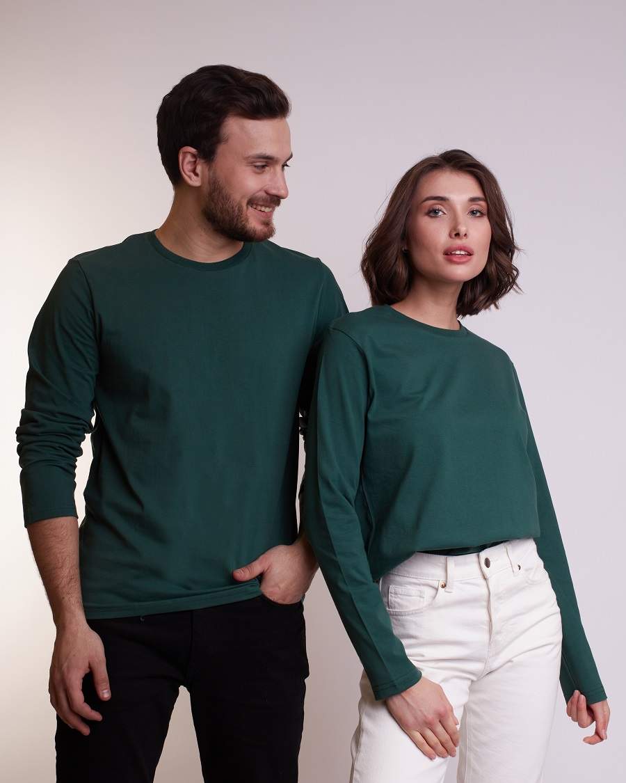 Лонгслив унисекс Uzcotton UZ-M-L зеленый 48-50L 600₽