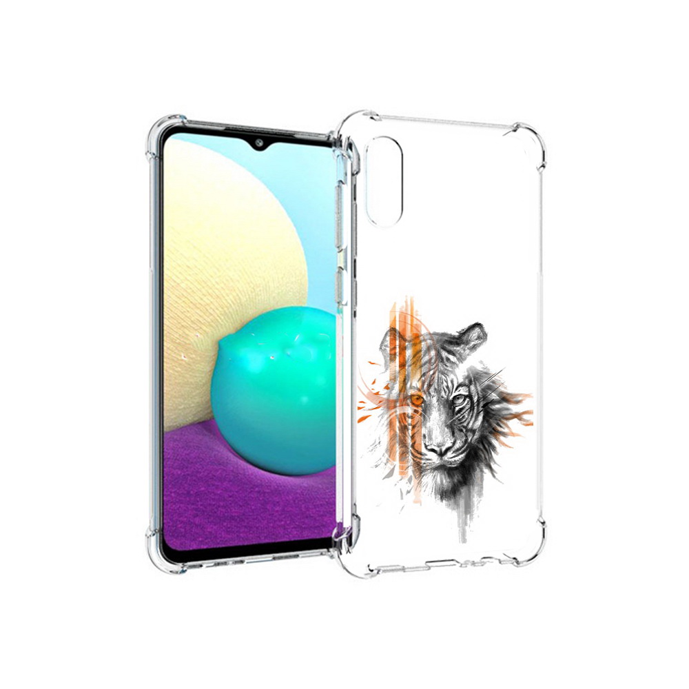 

Чехол MyPads Tocco для Samsung Galaxy M02 огненный тигр (PT157689.478.526), Прозрачный, Tocco
