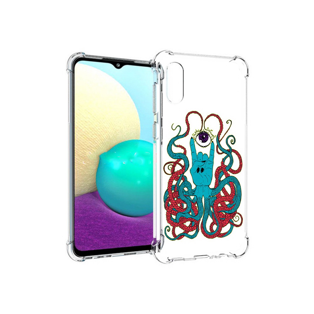 

Чехол MyPads Tocco для Samsung Galaxy M02 осьминог-рука абстракция (PT157689.478.530), Прозрачный, Tocco