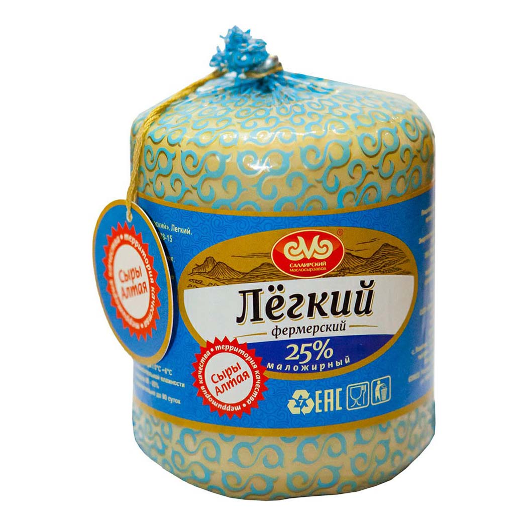 

Сыр полутвердый Салаирский маслосырзавод Легкий фермерский 25% 350 г